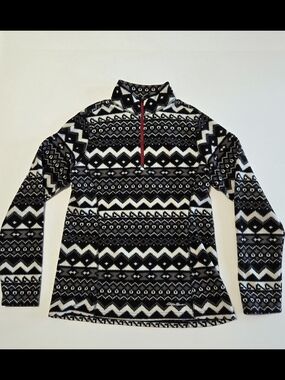 Black & White Eddie Bauer  Half-Zip Fleece Pullover Small